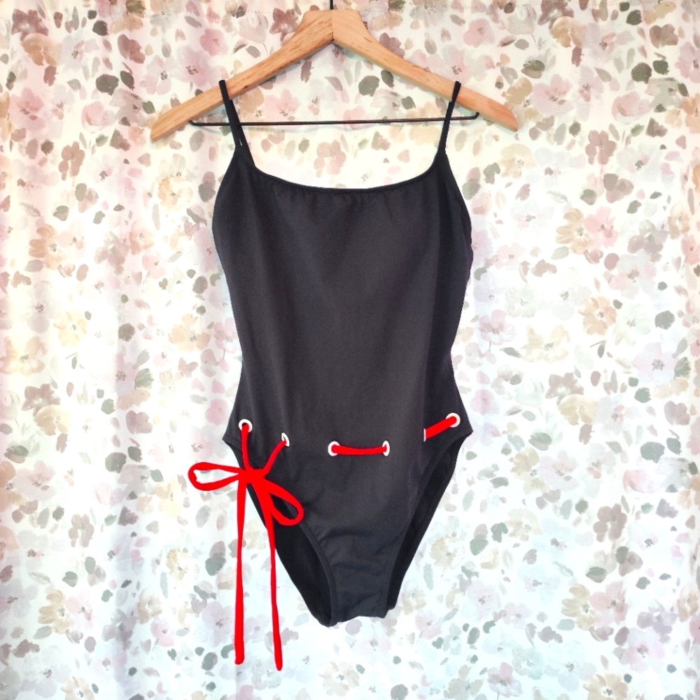 Vtg Anne Cole Est Sz 10-12 Nautical Swimsuit Navy Red White Blue July 4th USA